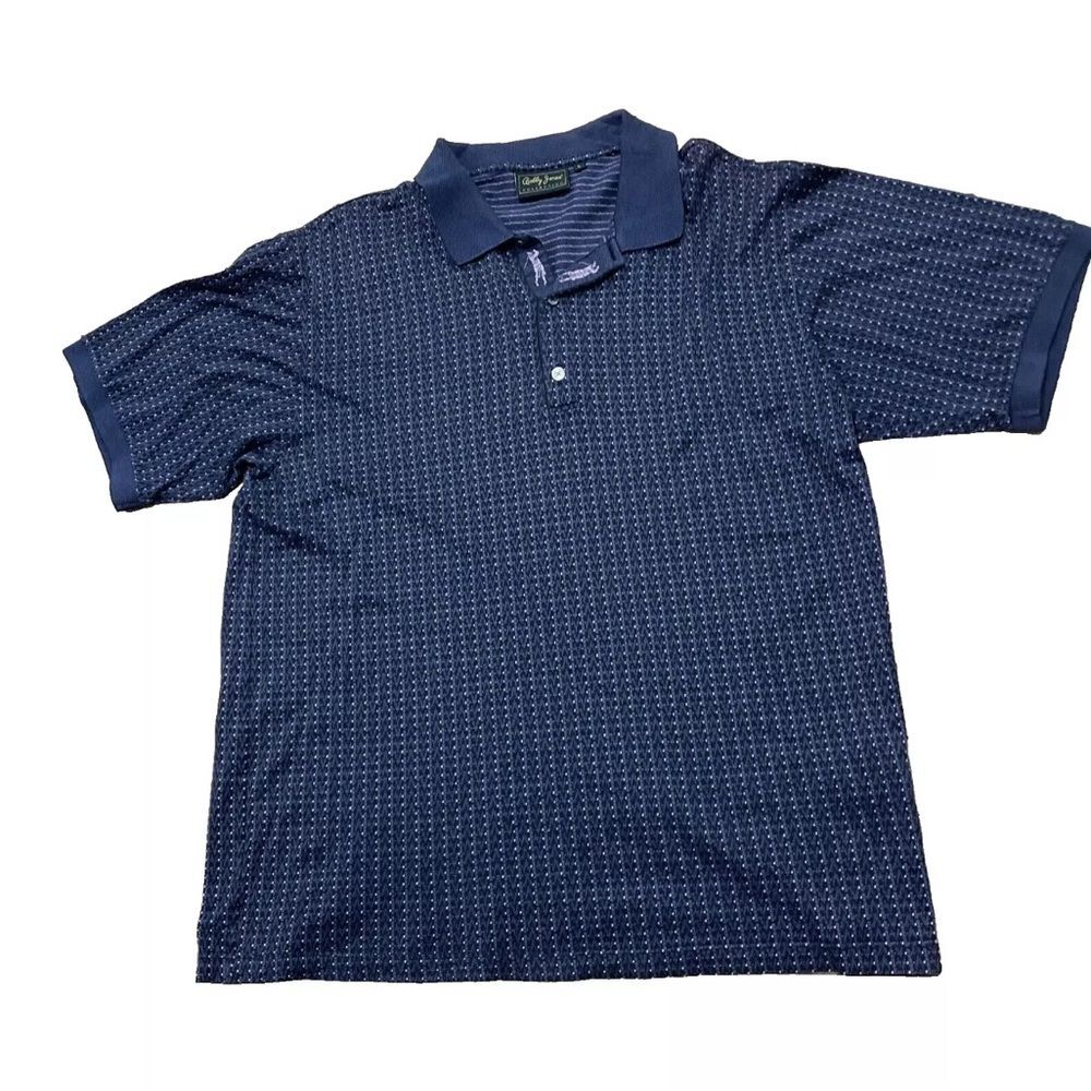 BOBBY JONES Collection Golf Polo Shirt Mens L Golfer Collar Graphic Blue Cotton